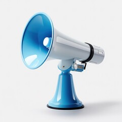 Blue and white megaphone. Illustration AI Generative.