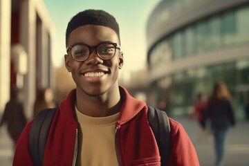 Obraz premium Illustration of diverse Ethnic teenagers students inside an univesity campus - Created with generative ai