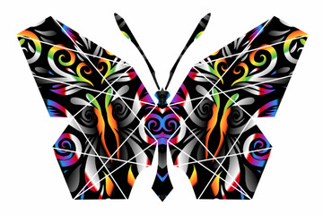 Luxurious symmetrical colourful butterfly design illustration for clothing textile logo or commercial ads 