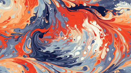 seamless wavy liquid paint ebru abstract background - by generative ai