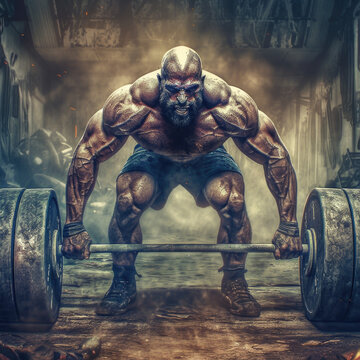 strong man powerlifting deadlift bodybuilding, masculinity - by generative ai
