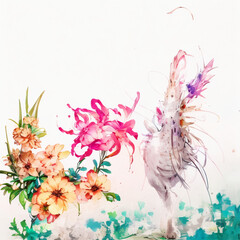 Obraz na płótnie Canvas AIで生成した鮮やかな花のイラスト　ジェネレーティブ Generative AI