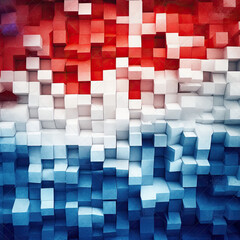 Abstract background with red, white and blue cubes created with Generative AI