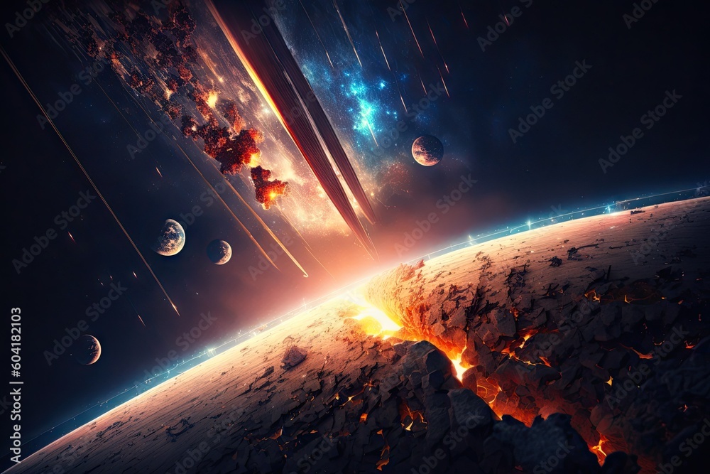 Sticker tilt shifted aerial view of earths atmosphere in space. generative ai aig15.