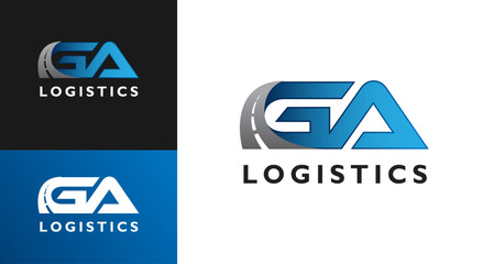 GA Logistics highway logo template - obrazy, fototapety, plakaty