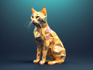 A 3D Render of a Cat made of Geometric Polygons | Generative AI