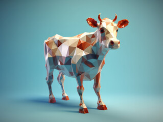 A 3D Render of a Cow made of Geometric Polygons | Generative AI
