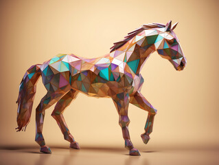 A 3D Render of a Horse made of Geometric Polygons | Generative AI