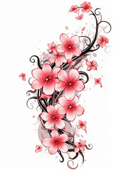 Copy space of Clipart of sakura blossoms. AI generative