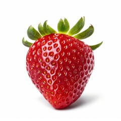Delicious Single Greece Strawberry Isolated on White Background, Generative AI