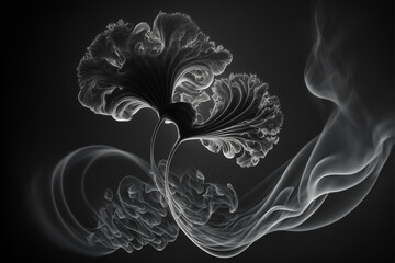 Dark smoke floral, cloudy, moody flower, AI generated, header, dark botanical art