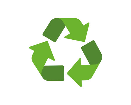 Vector recycling symbol in green color. Recycle symbol on white background.