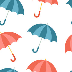 Seamless pattern with umbrellas on a white background