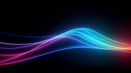 Spectrum neon lights abstract background. Futuristic waves. AI generated, human enhanced