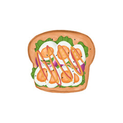 Egg Toast hand drawing painting illustration with composition 