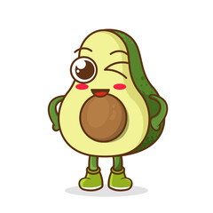 wink avocado cute fruit character mascot vector design