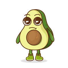 annoyed expression of the cute avocado fruit cartoon character