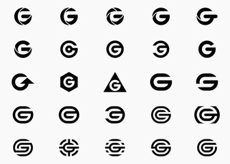 Initials Letter G logo design, Set Logo Design Icon Symbol