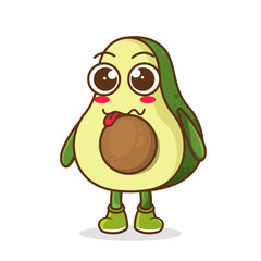 avocado character in sweet expression while sticking out her tongue