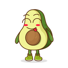 Cute avocado character is teasing and sticking out his tongue. eyes closed tongue out emoji