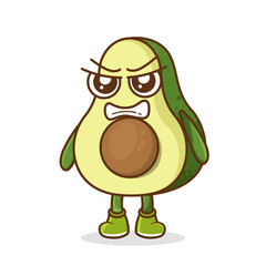 cute avocado character with angry expression, mouth wide open. suitable for emoticon, logo, mascot, sticker