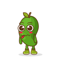 green mango character in sweet expression while sticking out her tongue