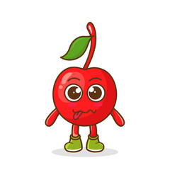 cherry character in sweet expression while sticking out her tongue