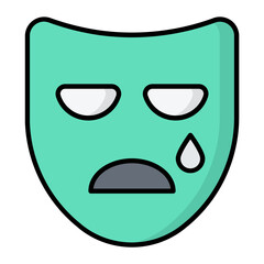 Naklejka premium Sadness Line Color Icon