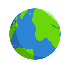earth globe illustration on flat design with plain white background