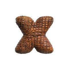 crocodile letter X - Small 3d reptile font - Suitable for wildlife, ecology or conservation related subjects