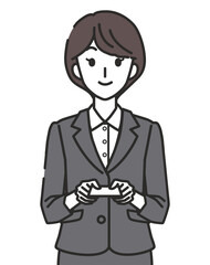 名刺を渡す女性
