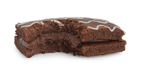 Delicious chocolate sponge cake isolated on white