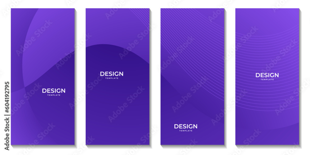 Wall mural brochures set with abstract purple wave colorful background