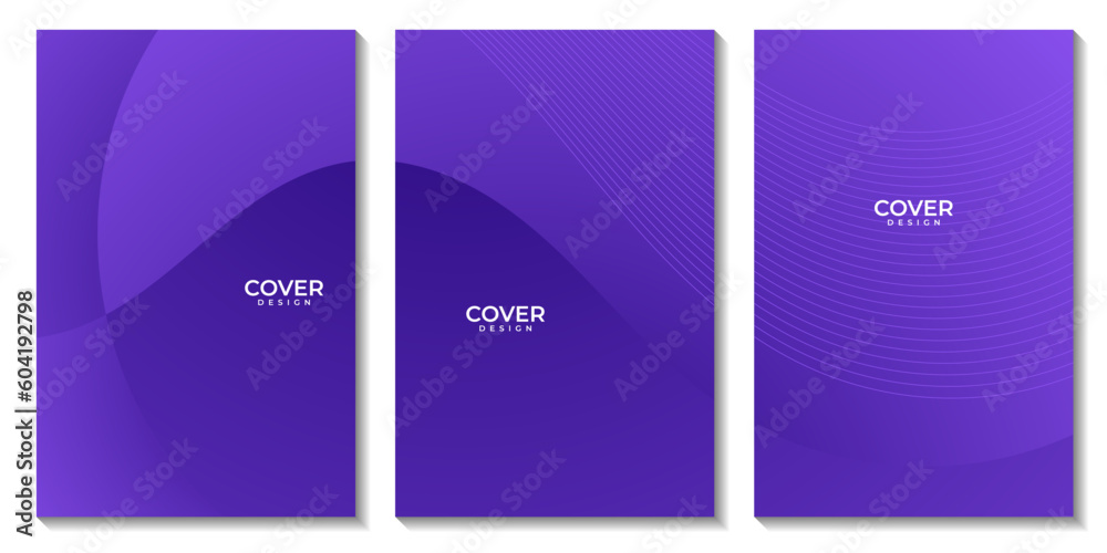 Poster flyeers set with abstract purple wave colorful background