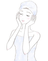 お風呂上がりの女性