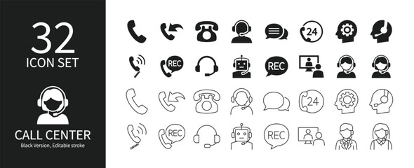 Icon set related to call centers