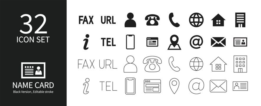 Icon set related to business cards