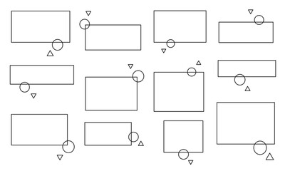 細い長方形に円と三角を組み合わせた枠のセット