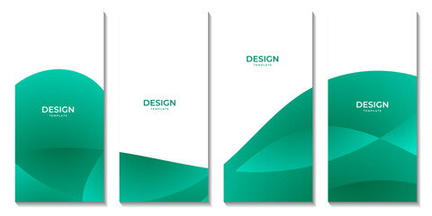 brochures set with abstract green wave colorful background with copy space area