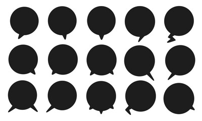 黒い円形の吹き出しのセット/セリフ/会話/フレーム