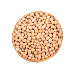 Soy beans in bowl wood top view isolated transparent png