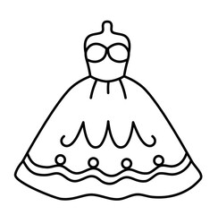Cute wedding dress outline icon