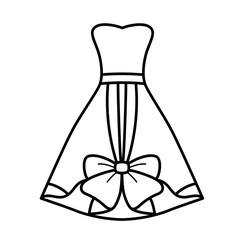 Cute wedding dress outline icon