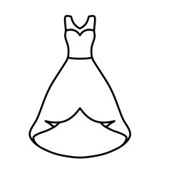 Cute wedding dress outline icon