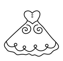 Cute wedding dress outline icon