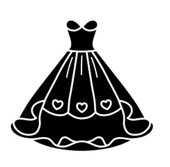 Cute wedding dress silhouette cartoon