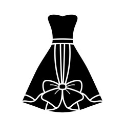 Cute wedding dress silhouette cartoon
