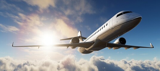 Private jet airplane. Generative AI technology.