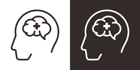 logo design health mental icon line vector illustration