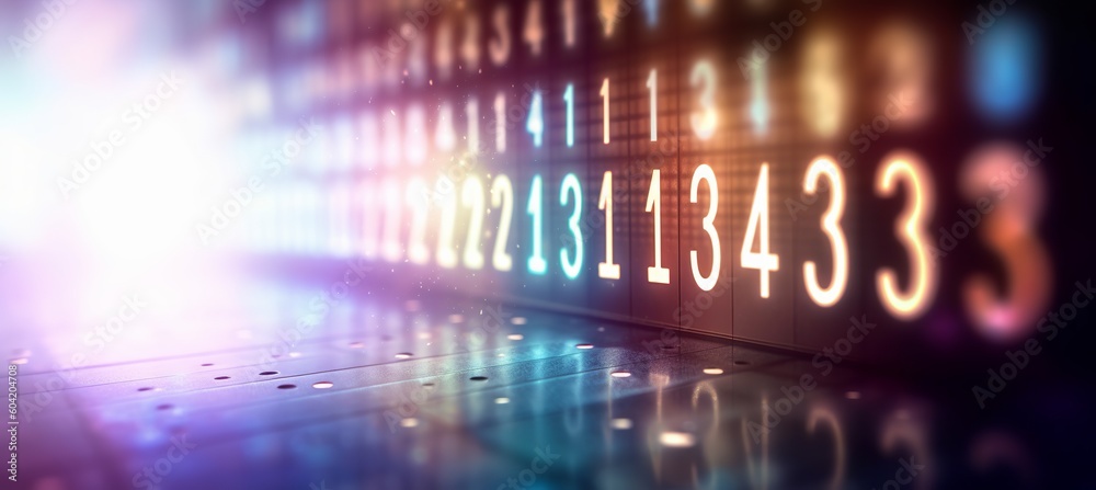 Aufkleber Matrix number row data technology machine learning visualization system background. Generative AI technology.